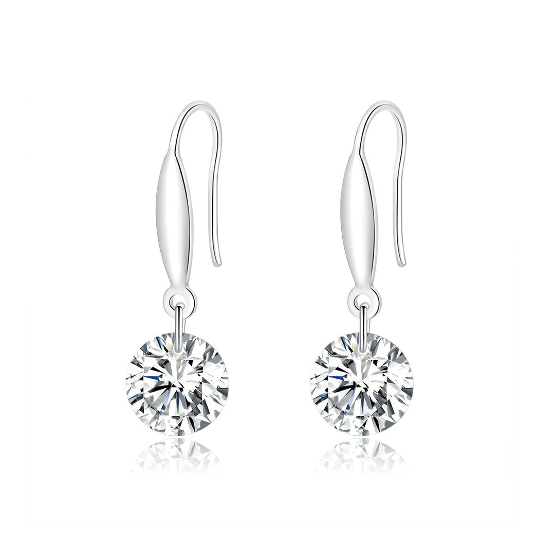 S925 Sterling Silver Earrings 2.6x0.8cm Plated Platinum with Pavé Setting CZ for Women