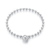925 Sterling Silver White Gold Plated 17cm Bracelet with CZ Paved Setting for Women
