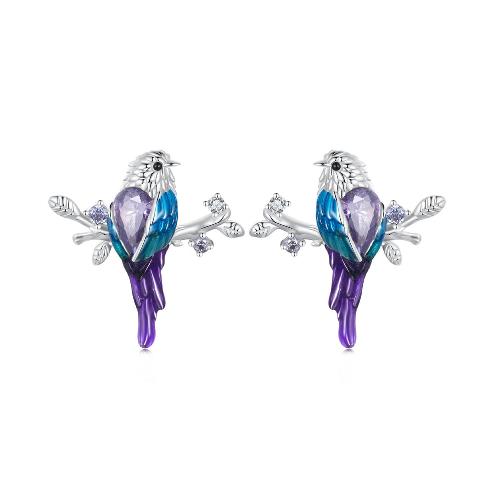 925 Sterling Silver Enamel Process Pavé Setting CZ Earrings