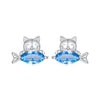 925 Sterling Silver 0.8cm White Gold Plated CZ Earrings for Women