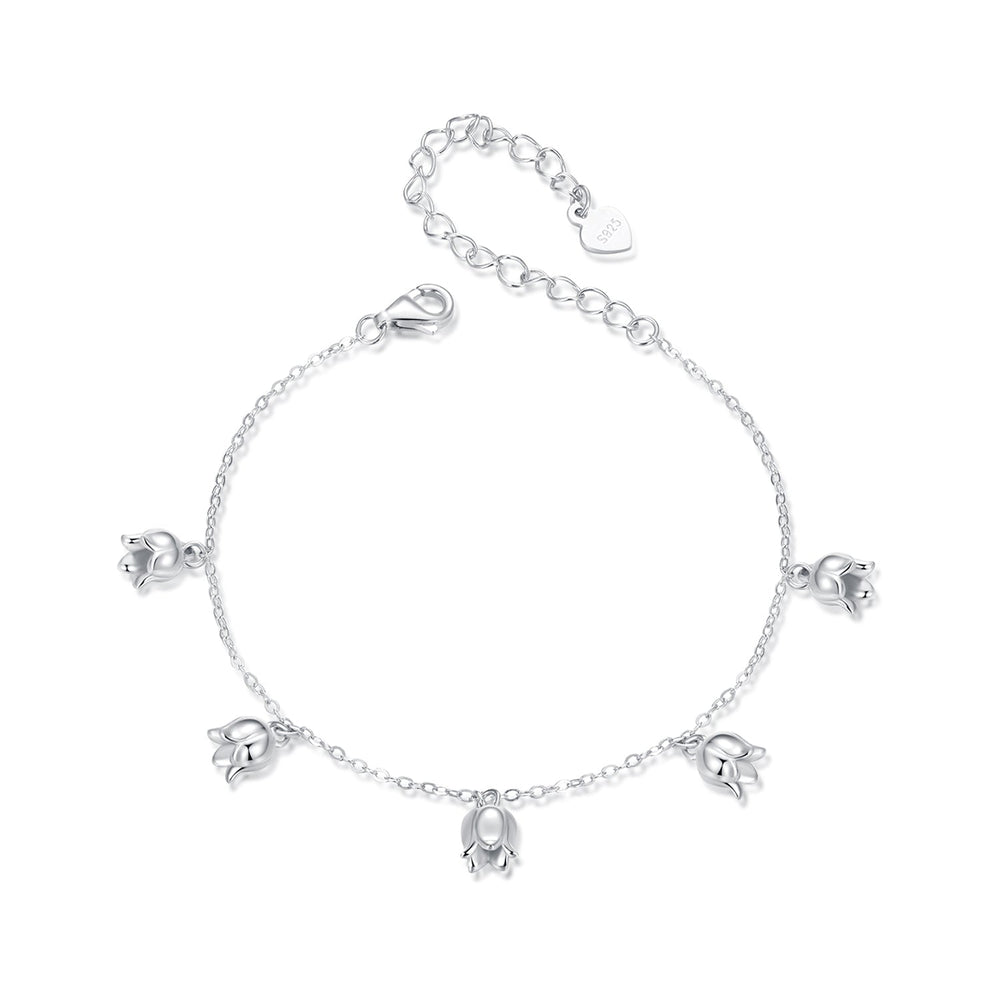 925 Sterling Silver Plated White Gold 12x41mm Pendant Bracelet