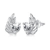 925 Sterling Silver Earrings with Pavé Setting CZ in Oxidized Silver - 1.0*0.7cm