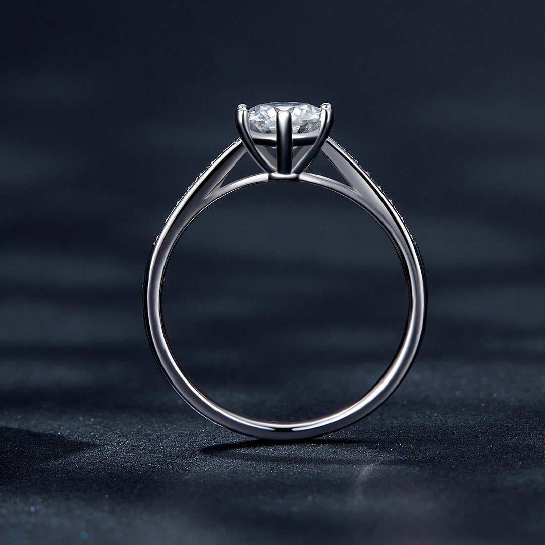 925 Sterling Silver Moissanite & CZ Ring Size 6 for Women