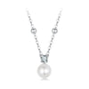 925 Sterling Silver Moissanite and Freshwater Pearl Necklace 40+5cm for Women