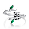 925 Sterling Silver Enamel White Gold Pave Set CZ Ring