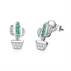 925 Sterling Silver Earrings with CZ - 1.0*0.6cm, Plated Platinum, Pavé Setting for Women