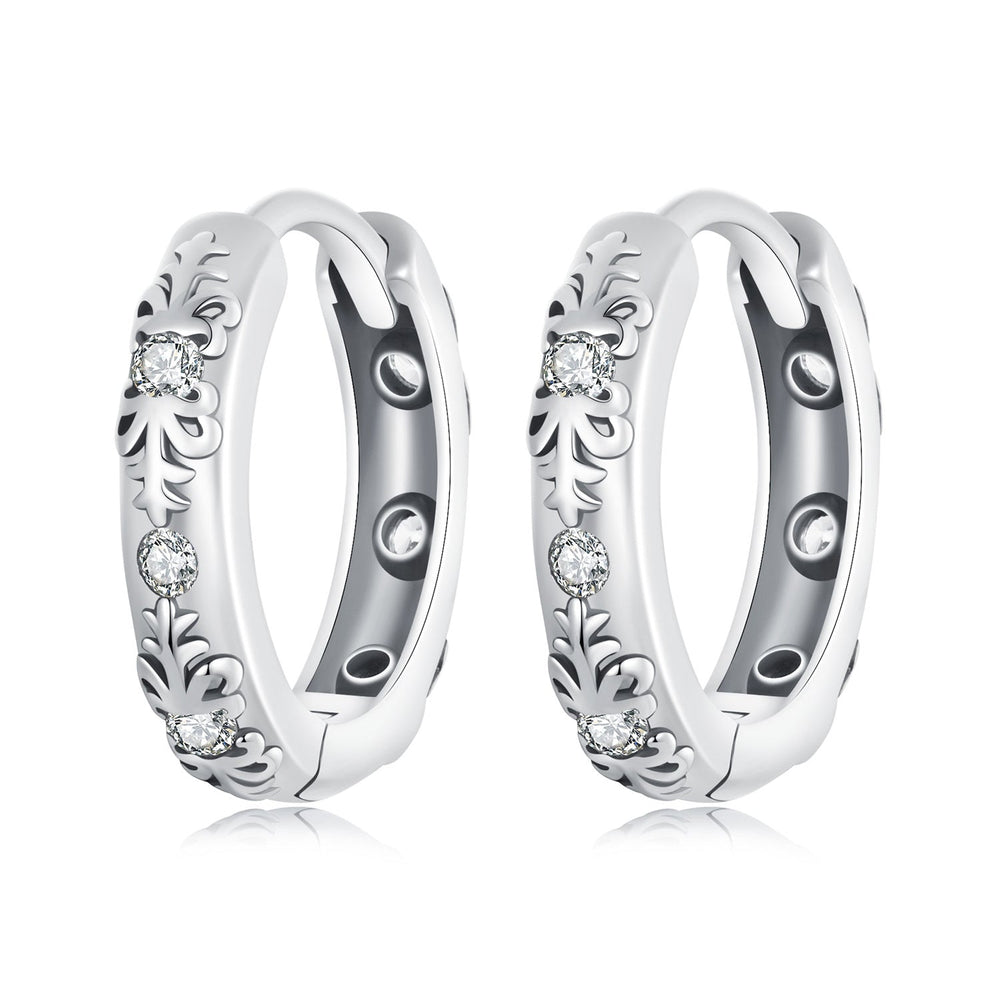925 Sterling Silver Earrings with Oxidized Finish and Pavé Setting CZ for Women