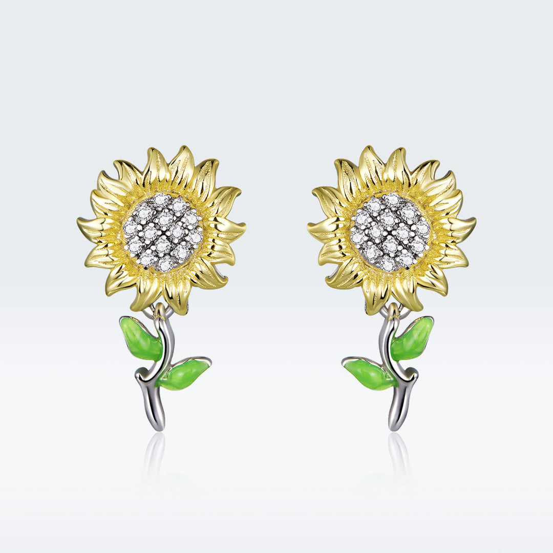 925 Sterling Silver Plated Gold Earrings with Enamel Process