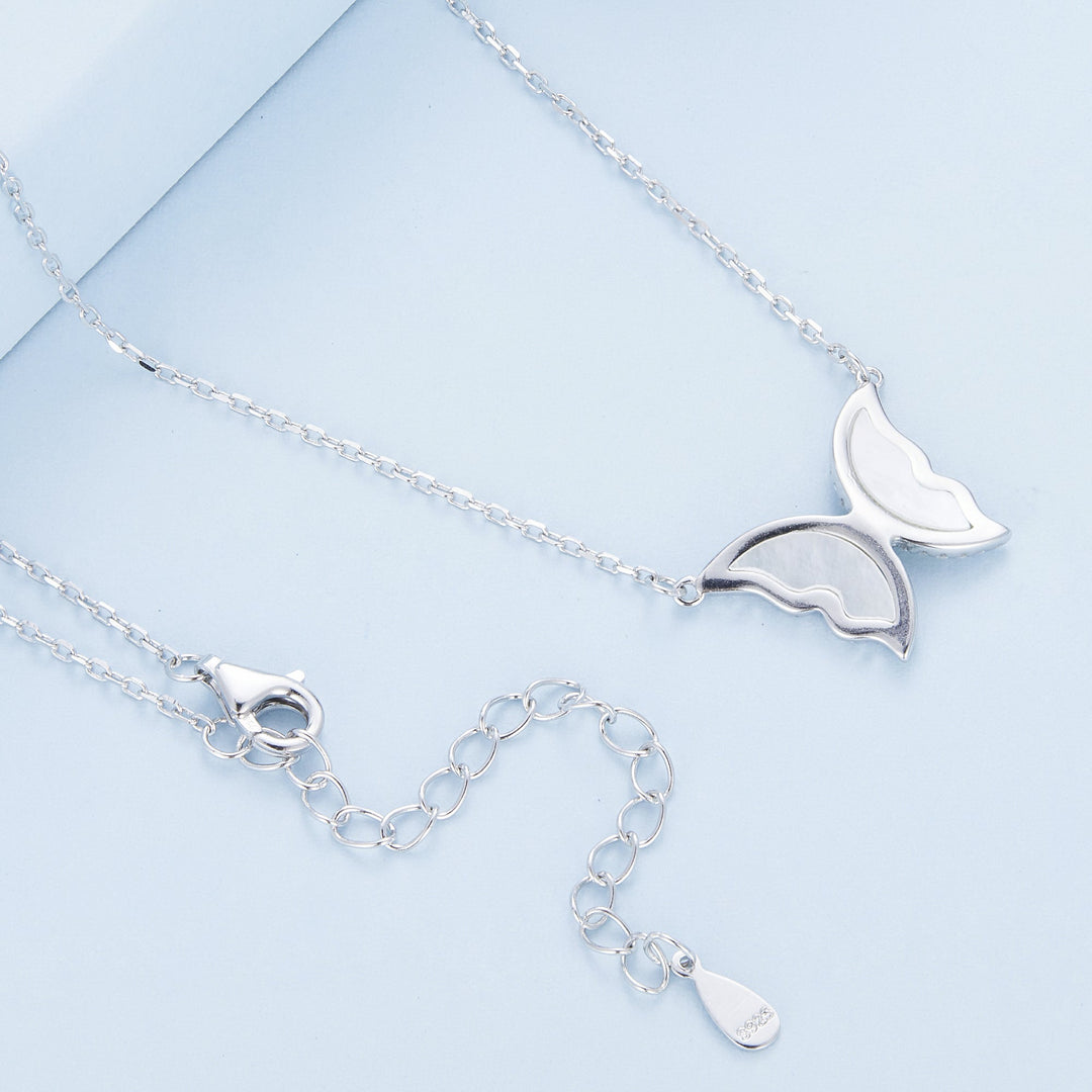 S925 Sterling Silver Plated Nacre & CZ Necklace, 40+5cm for Women