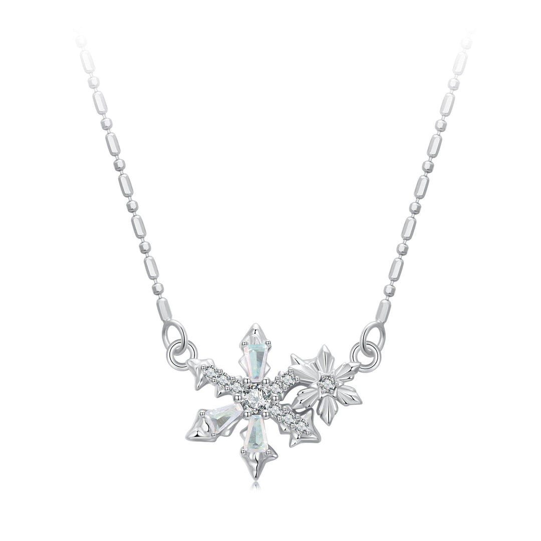 925 Sterling Silver  Necklace with CZ and Glass Pendant for Women