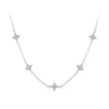 925 Sterling Silver Pave Setting CZ Necklace with White Gold Plating 400mm for Women