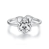 925 Sterling Silver Oxidized Silver Dog Ring for Women