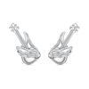925 Sterling Silver Earrings for Women with White Gold Plating, Size 1.5x0.6cm