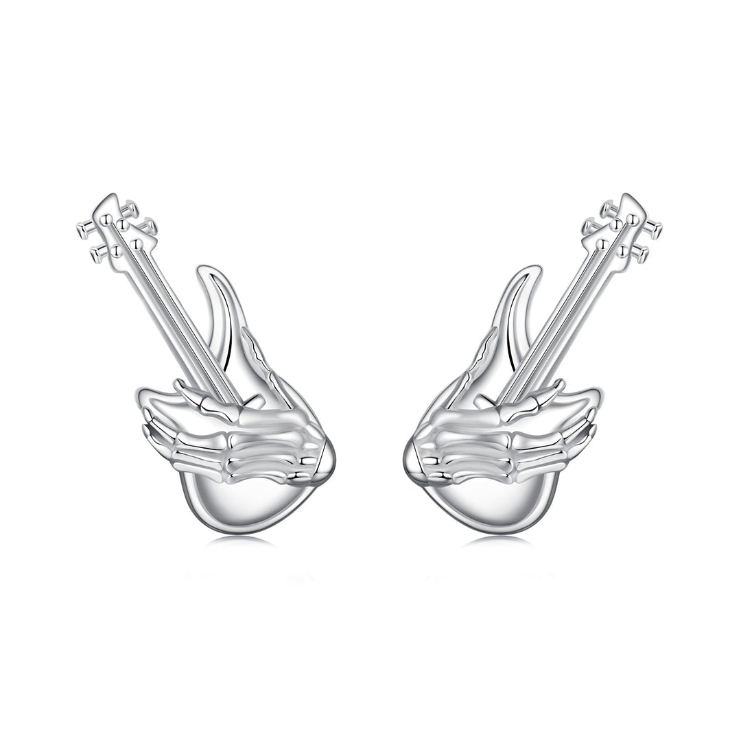 925 Sterling Silver Earrings for Women with White Gold Plating, Size 1.5x0.6cm