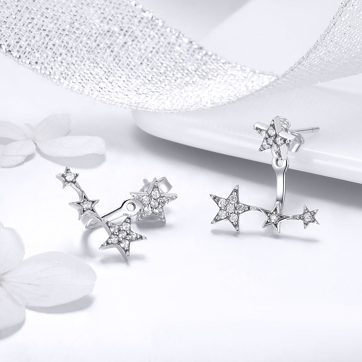 925 Sterling Silver Pavé Setting Earrings for Women - изображение 3 из 6