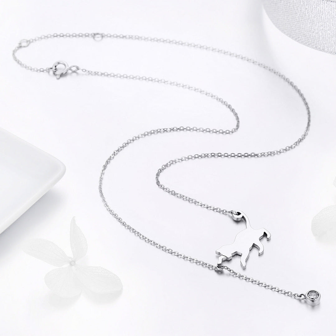 925 Sterling Silver Necklace 38-45cm with 1.4*2.5cm Pendant for Women