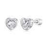 925 Sterling Silver Earrings with Plated White Gold & Pavé Setting CZ, 0.5cm for Women