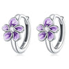925 Sterling Silver Enamel Earrings with CZ - 1.2x0.7cm, Oxidized Finish for Women