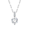925 Sterling Silver Necklace with Pavé Setting CZ - Adjustable Length, Platinum Plated - Women's Jewelry
