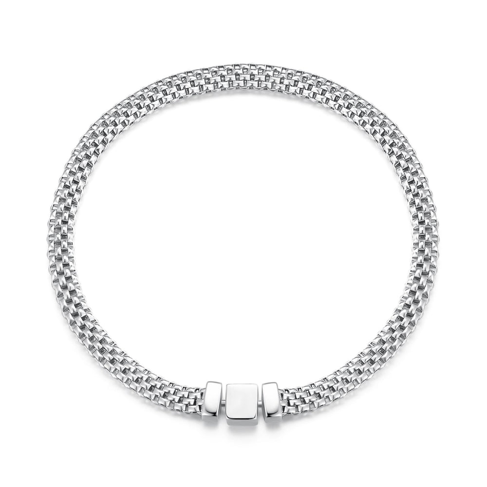 925 Sterling Silver Plated Platinum 17.0 Size Bracelet for Women