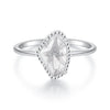 925 Sterling Silver Ring with Transparent Glass and CZ, 0.15cm Width, for Women