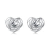925 Sterling Silver Earrings with Pave Setting CZ and White Gold Plating