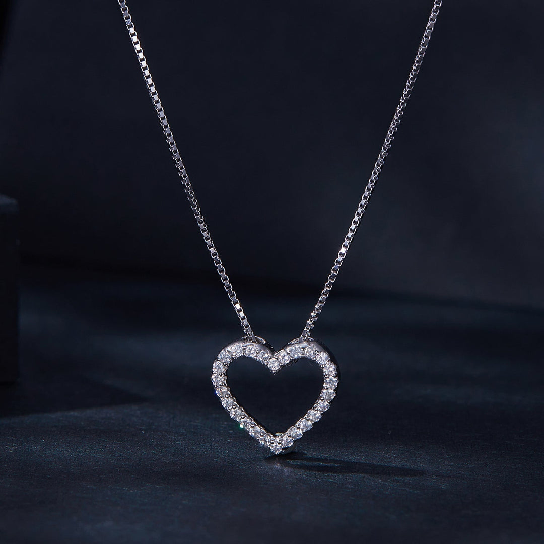 S925 Sterling Silver Necklace with Moissanite, 400mm + 50mm, Platinum Plated, Women