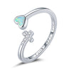 925 Sterling Silver Opal Ring with CZ for Women