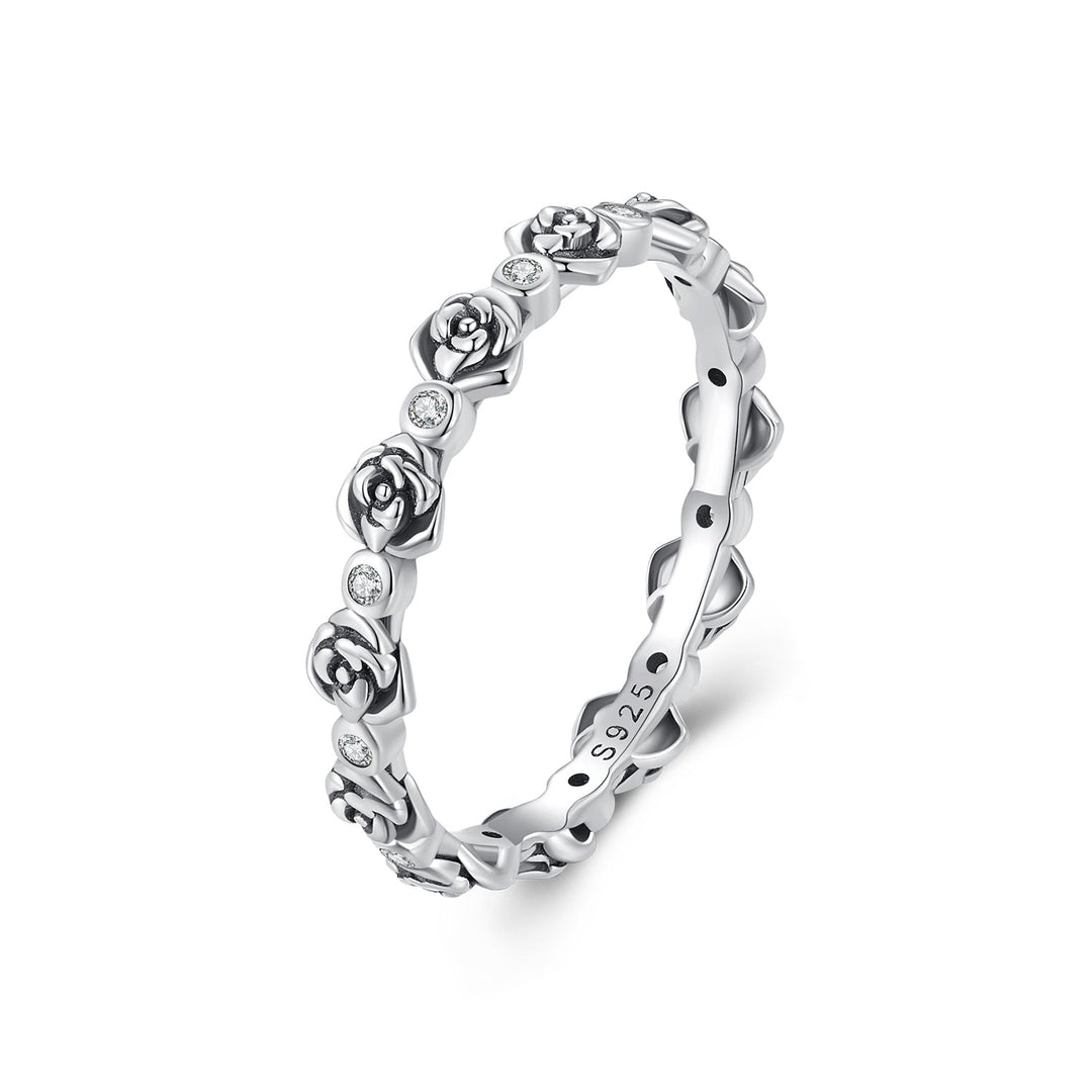 925 Sterling Silver Ring with Pavé Setting CZ - Size 6.0 - Oxidized Silver