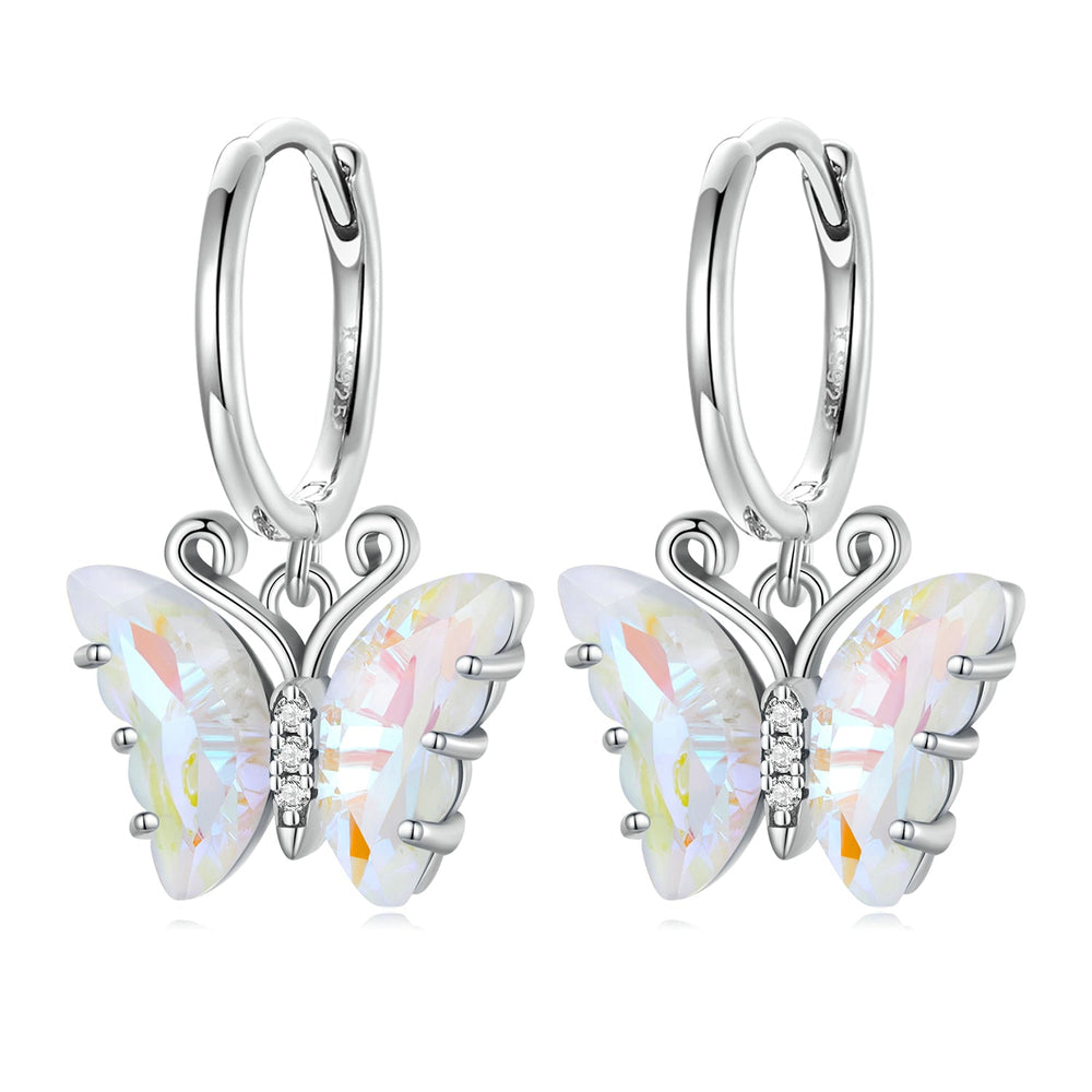 925 Sterling Silver Earrings with Resin, 23x13mm, Plated Platinum for Women
