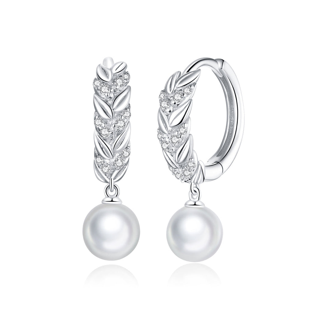 925 Sterling Silver Earrings with Quality Shell Pearl and CZ