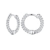 925 Sterling Silver Earrings Size 14*1.5mm Plated Platinum for Women