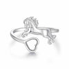 925 Sterling Silver + Plated White Gold Horse Ring