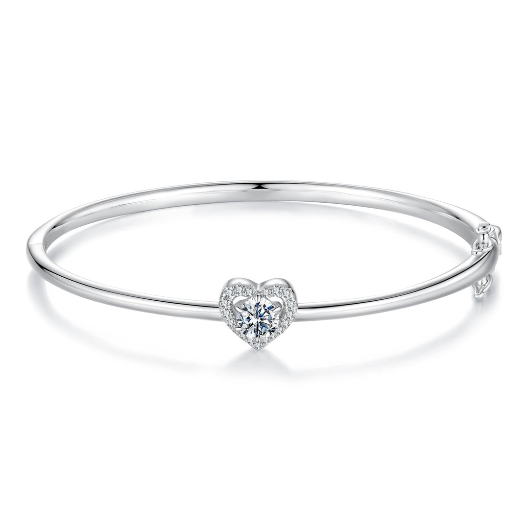 925 Sterling Silver Moissanite & CZ Bracelet Size 17 for Women