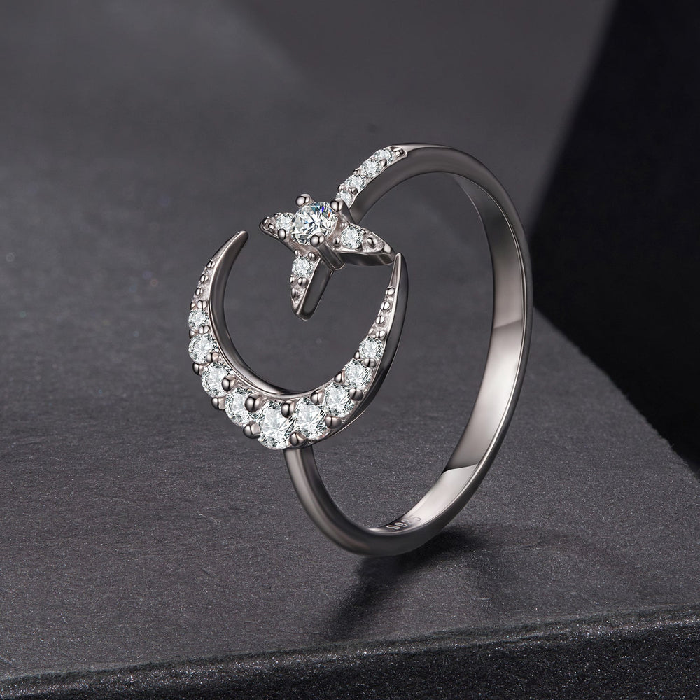 925 Sterling Silver Moissanite 0.25cm White Gold Plated Ring - Size E for Women
