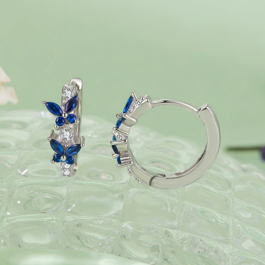925 Sterling Silver White Gold Plated Hoop Earrings with Pavé Setting CZ for Women