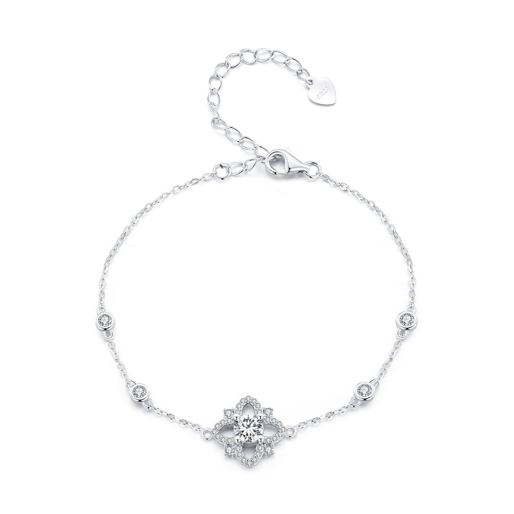 S925 Sterling Silver 0.5 Carat Moissanite Bracelet 16cm+5cm for Women