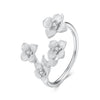 925 Sterling Silver Women's Ring with Pavé Set CZ and White Gold Plating - Style E