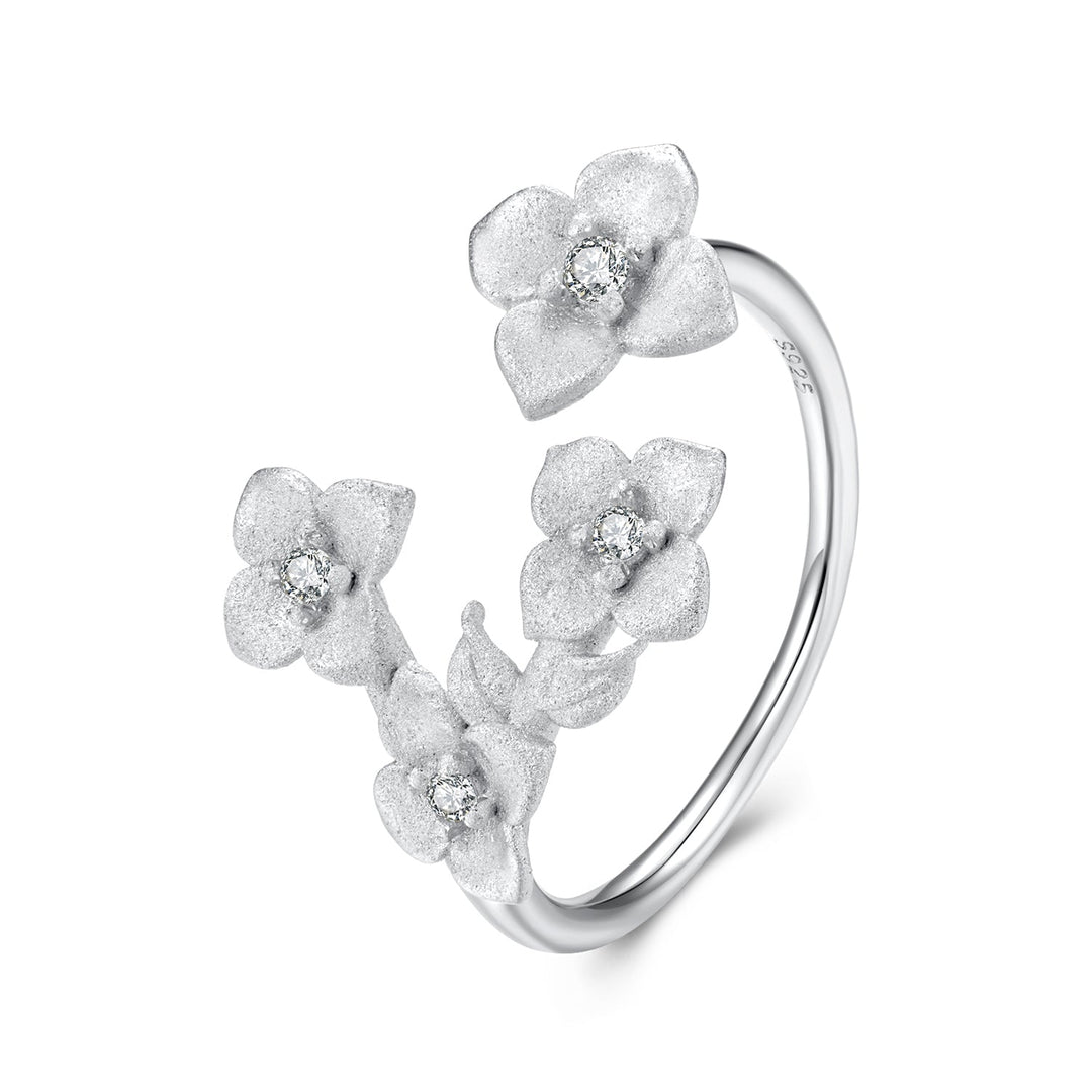 925 Sterling Silver Women's Ring with Pavé Set CZ and White Gold Plating - Style E