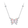 S925 Sterling Silver Necklace with Pavé Setting CZ, Resin, and Platinum Plating - 390mm Length