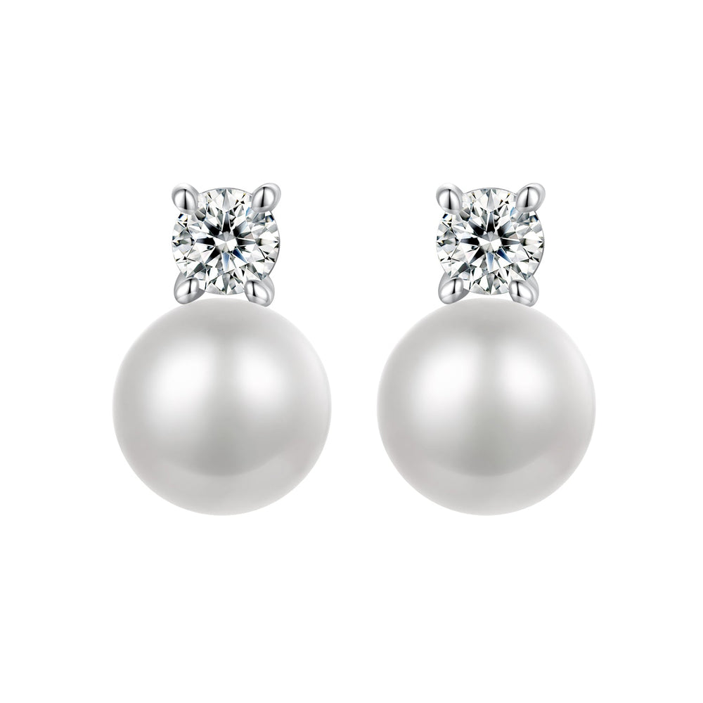 925 Sterling Silver Moissanite 0.1ct Freshwater Pearl Earrings for Women