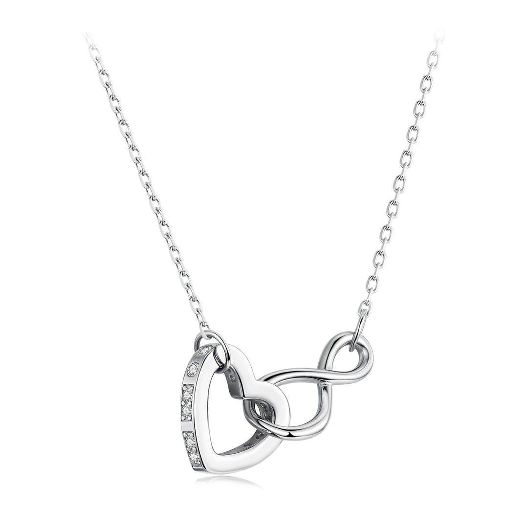 925 Sterling Silver Necklace with Pavé Setting CZ, 40+5cm, Plated White Gold, Women
