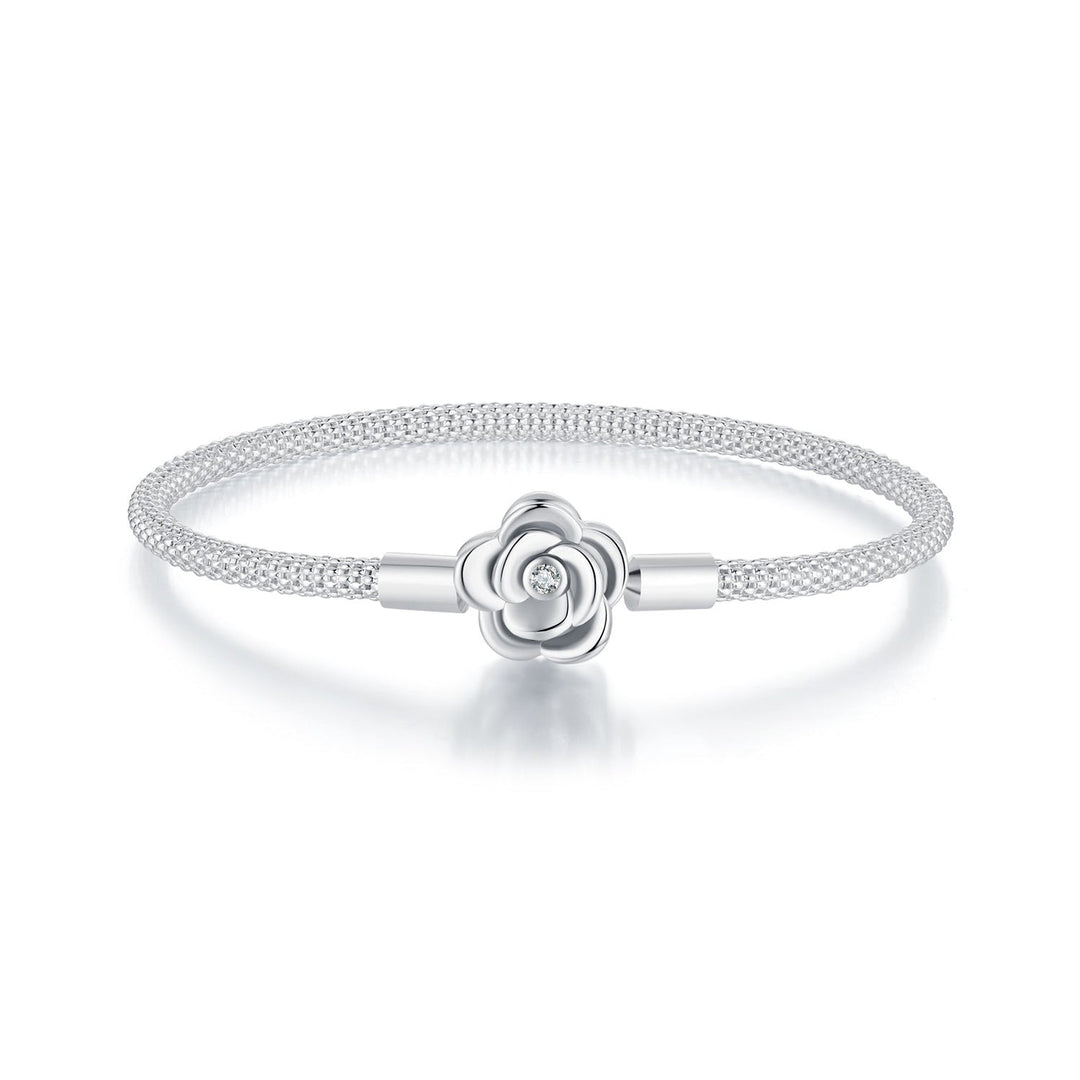 925 Sterling Silver Bracelet with Oxidized Finish and CZ 17.0 cm