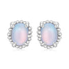 925 Sterling Silver Earrings for Women with Transparent Glass, 1.0*0.9cm