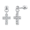 925 Sterling Silver White Gold Plated Pavé Setting CZ Earrings for Women