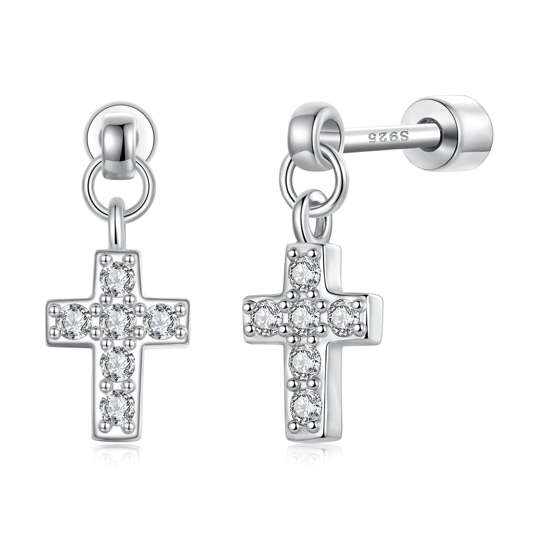 925 Sterling Silver White Gold Plated Pavé Setting CZ Earrings for Women
