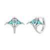925 Sterling Silver Earrings with Transparent Glass, Enamel, White Gold Plated, 1.3x1.5cm for Women
