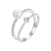 925 Sterling Silver & Moissanite Ring with Freshwater Pearl - Size 6 - Women's Jewelry