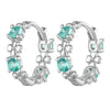 925 Sterling Silver Earrings with Transparent Glass in Size 14mm for Women