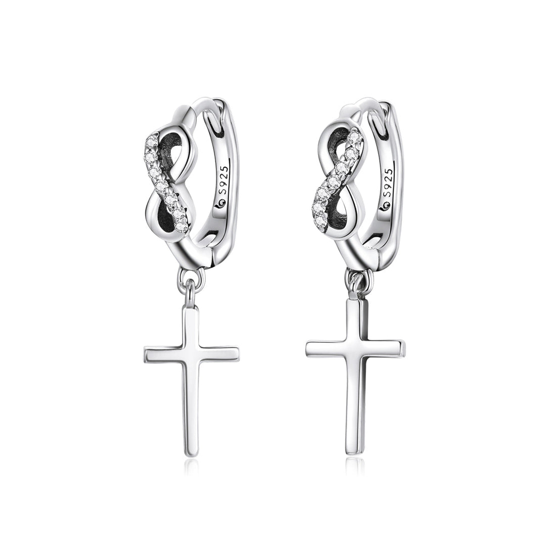 925 Sterling Silver Earrings with Pavé Setting CZ in Oxidized Finish